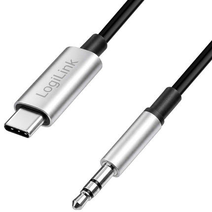 LogiLink USB-C-auf-3,5-mm-Klinken-Audiokabel mit DAC, 1 m, Schwarz, Stereo