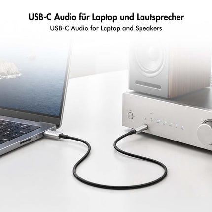 LogiLink USB-C-auf-3,5-mm-Klinken-Audiokabel mit DAC, 1 m, Schwarz, Stereo