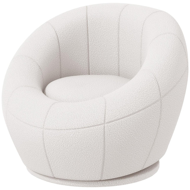 Chaise longue, petite chaise simple, pivotante, rembourrée, avec accoudoirs, en peluche, pour salon, blanc