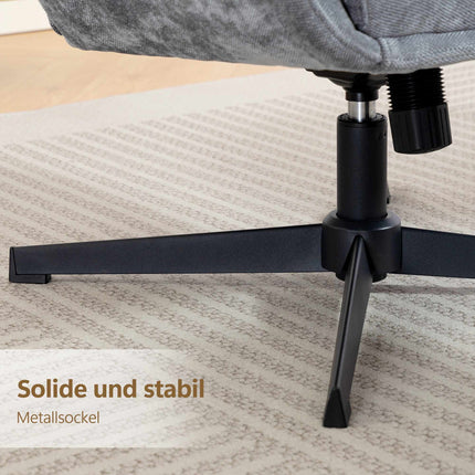 Fauteuil lounge avec repose-pieds, dossier haut, piètement en métal, gris