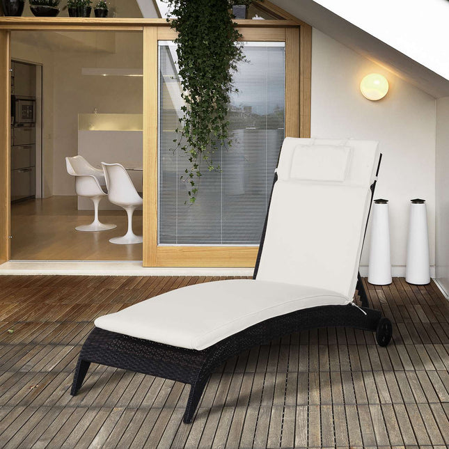 Cremeweißes Outdoor-Stuhlkissen, Polyester, 198x53x5 cm