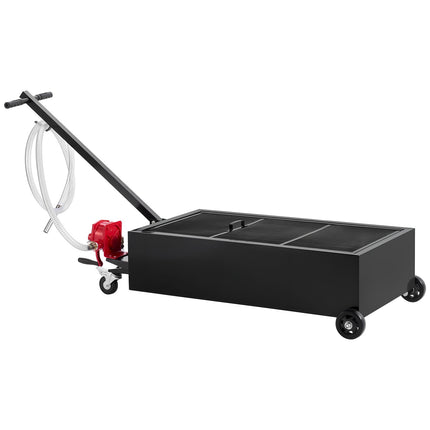 Low Profile Rolling Oil Drain Pan, 25 Gallon, Hand Pump