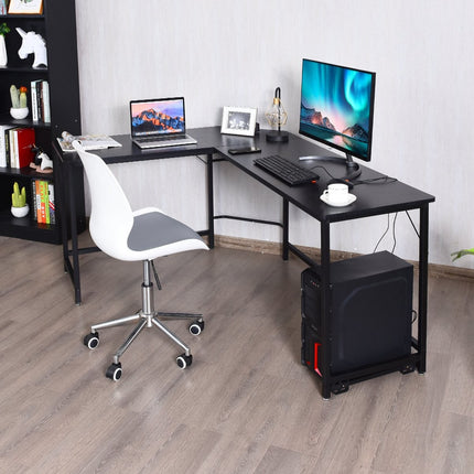 Bureau d'ordinateur en forme de L Bureau d'angle PC Bureau d'angle noir/naturel 168 x 125 x 74 cm-noir