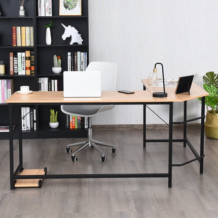 Bureau d'ordinateur en forme de L Bureau d'angle PC Bureau d'angle noir/naturel 168 x 125 x 74 cm-naturel