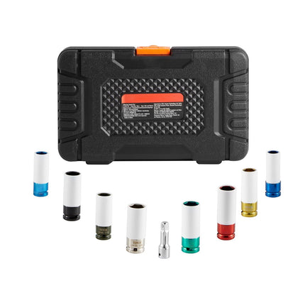 Lug Nut Impact Socket Set, 1/2in Drive, 8-Piece Metric SAE