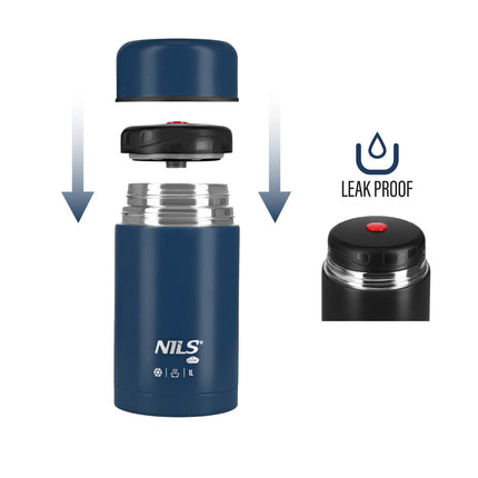 Thermos déjeuner 1000 ml, bleu, bouteille isotherme