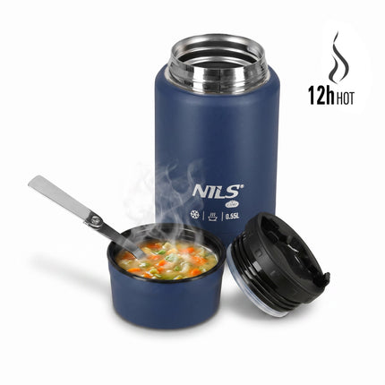 Thermos à déjeuner 550 ml en acier inoxydable, bleu