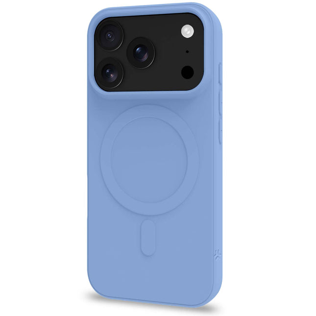 Étui en caoutchouc souple compatible MagSafe, bleu clair, iPhone 18/17 Pro