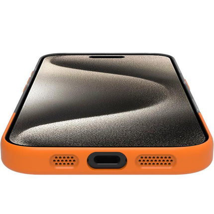 Magdual MagSafe kompatible Hülle iPhone 16 Orange + Transparent