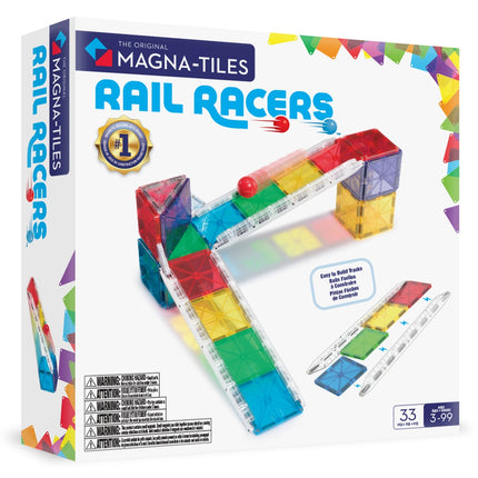 Coffret de construction magnétique avec voitures de course sur rail, 33 pièces
