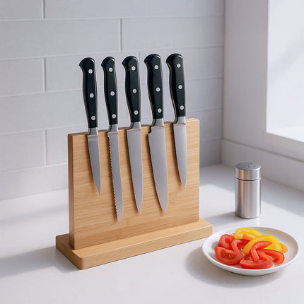 Magnetischer Bambus-Messerblock – beidseitig verwendbar, stabiler Stand