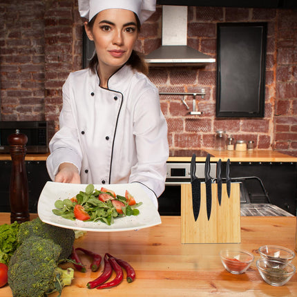 Bloc à couteaux magnétique en bambou - Rangement de cuisine peu encombrant