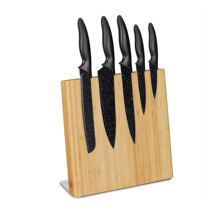 Bloc à couteaux magnétique en bambou - Rangement de cuisine peu encombrant