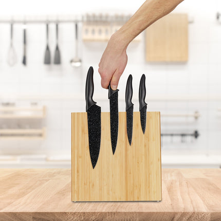 Bloc à couteaux magnétique en bambou - Rangement de cuisine peu encombrant