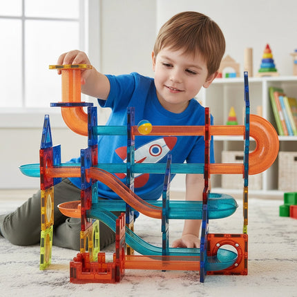 Magnetische Bausteine Set, 96 Teile, Kugelbahn Spielzeug