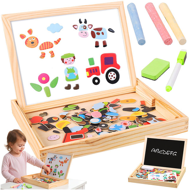 Tableau éducatif magnétique double face, 108 pièces