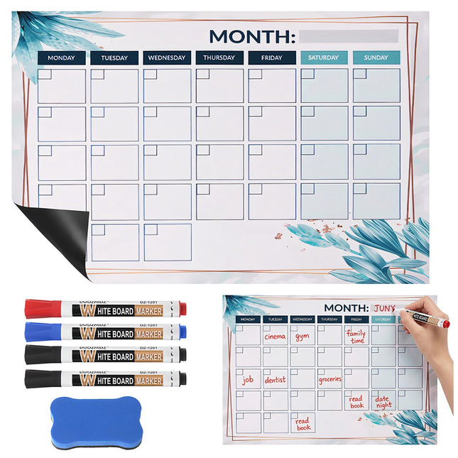 Agenda magnétique pour réfrigérateur, 30 x 40 cm, calendrier effaçable à sec