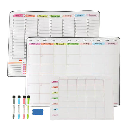 Ensemble tableau blanc magnétique pour réfrigérateur, 3 agendas, 4 stylos