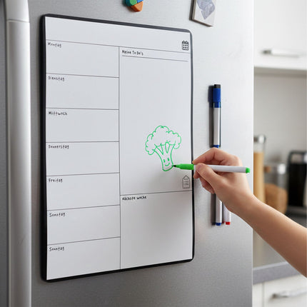 Tableau magnétique pour planificateur de repas à fixer sur le réfrigérateur, surface facile à nettoyer