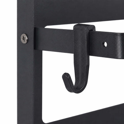 Porte-épices magnétique avec support pour rouleaux et crochets – Fer noir