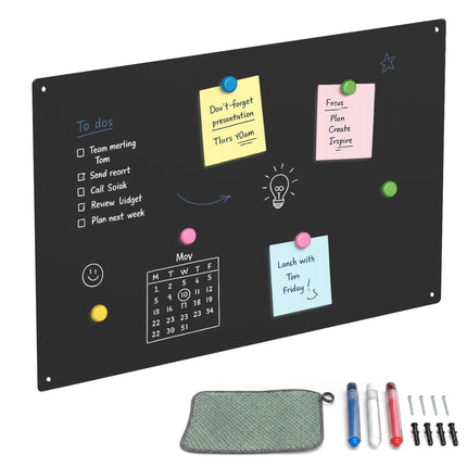 Magnetische Stahlwandtafel, 50 x 30 cm – inklusive Kreidemarker