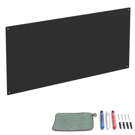 Tableau magnétique mural en acier, 70 x 30 cm, noir, facile à nettoyer