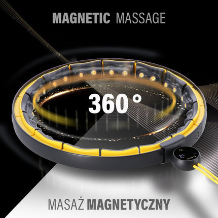Magnetischer Gewichts-Hula-Hoop, TPE, Schwarz/Gelb, mit Zähler