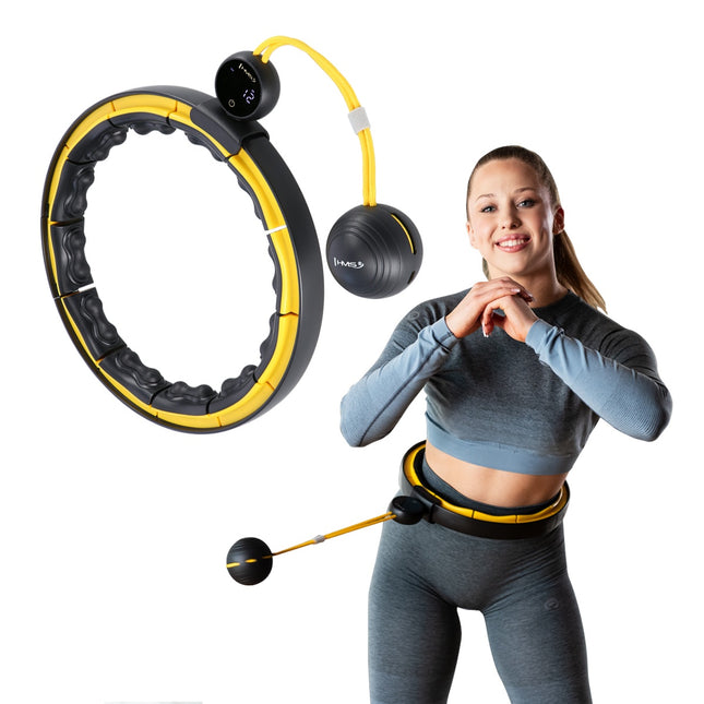Magnetischer Gewichts-Hula-Hoop, TPE, Schwarz/Gelb, mit Zähler