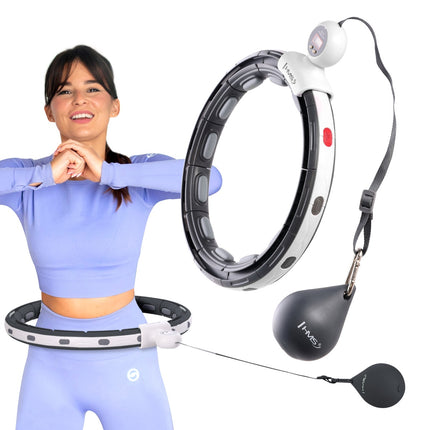 Magnetischer Gewichteter Hula Hoop mit Zähler, Schwarz