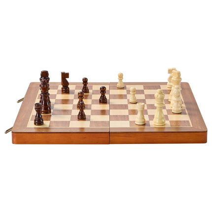 Magnetic Wooden Chess Set 15-Inch, Folding Chess-Checkers
