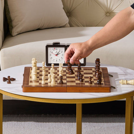 Magnetic Wooden Chess Set 15-Inch, Folding Chess-Checkers