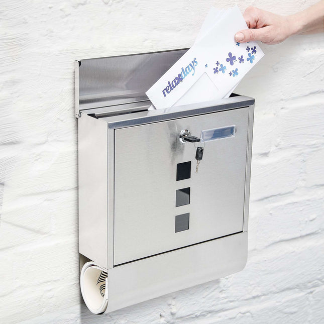 Briefkasten Edelstahl mit Zeitschriftenfach