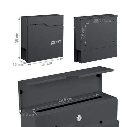 Boîte aux lettres avec porte-journaux - Design moderne, serrure sécurisée