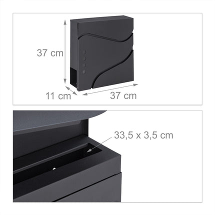 Briefkasten mit Zeitungsfach schwarz