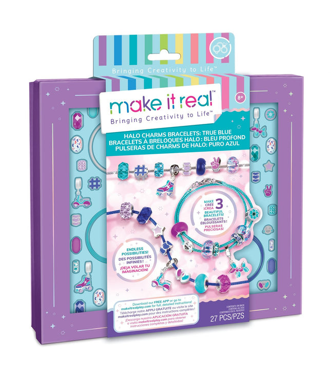 Make It Real Ensemble de bracelets à breloques Halo DIY "True Blue"