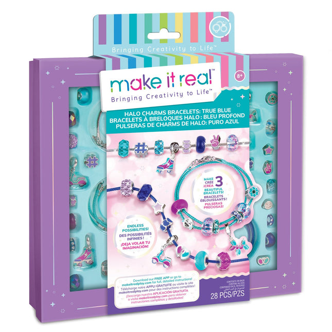 Make It Real Ensemble de bracelets à breloques Halo DIY "True Blue"