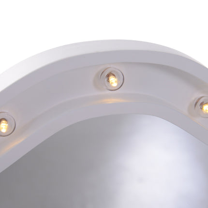 Miroir de maquillage pliable à 16 LED, alimenté par piles, blanc