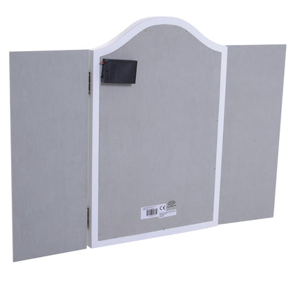 Miroir de maquillage pliable à 16 LED, alimenté par piles, blanc
