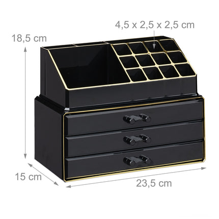 Organisateur de maquillage avec boîte à bijoux à 3 tiroirs