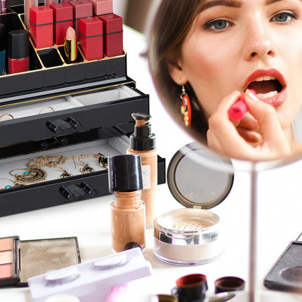 Organisateur de maquillage avec boîte à bijoux à 3 tiroirs