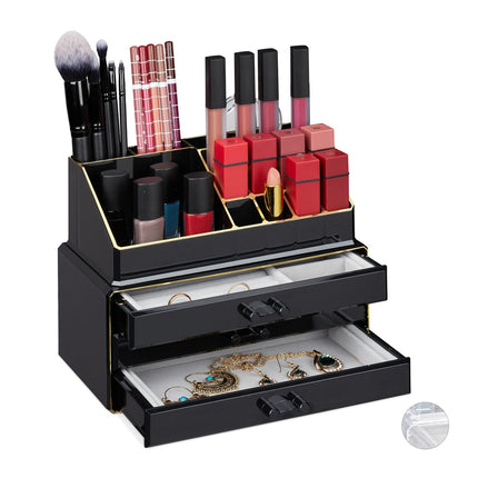 Organisateur de maquillage avec boîte à bijoux à 3 tiroirs