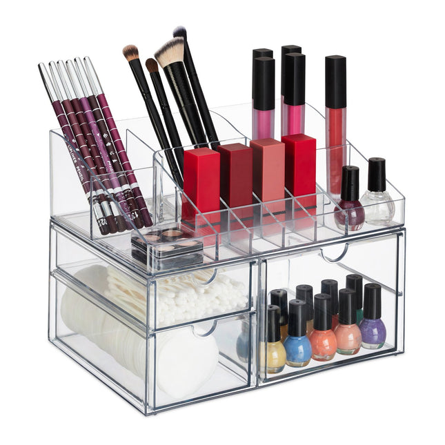 Boîte de rangement de maquillage avec tiroirs, 14 compartiments