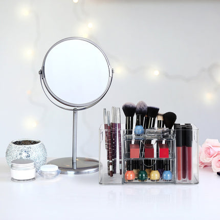 Organisateur de maquillage et de pinceaux avec tiroirs, transparent