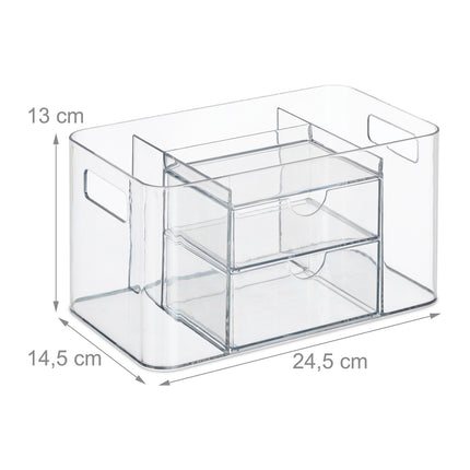 Organisateur de maquillage et de pinceaux avec tiroirs, transparent
