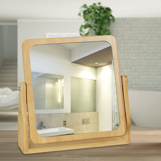 Miroir de maquillage en bambou