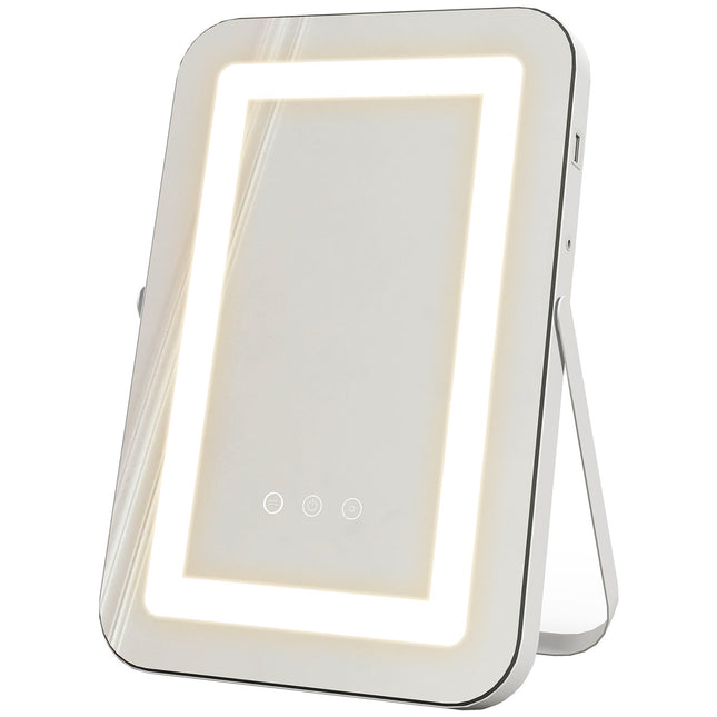 LED makeup mirror, 10X magnification, 3 bright colors, rotatable