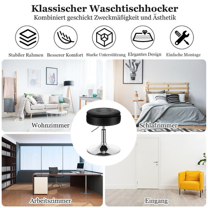 Tabouret de maquillage avec espace de rangement Tabouret rotatif à 360° en simili cuir noir