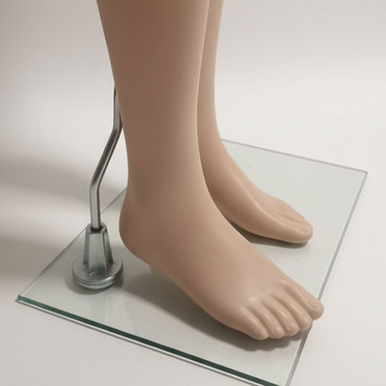 Mannequin homme avec support - Bras articulés, socle en verre