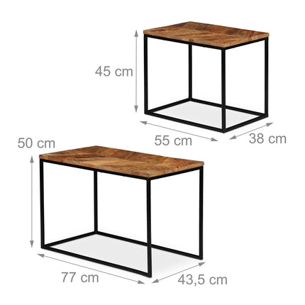 Couchtische aus Mangoholz – 2er-Set, Natur-Finish