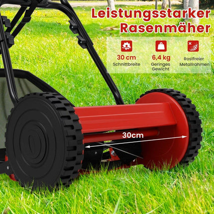 Handrasenmäher, 30 cm Klinge, 18,5 l Grasfangkorb